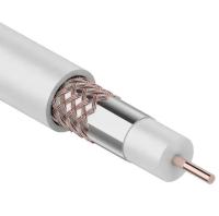 Кабель коаксиальный радиочастотный RG-6U+Cu, 75 Ом, Cu/Al/Cu, 64%, 305 м, INDOOR, белый, REXANT (01-2231) 01-2231